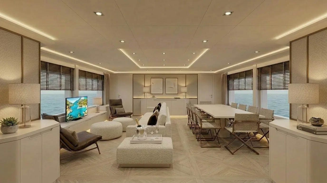 Yacht interior access, circulation and detail coordination