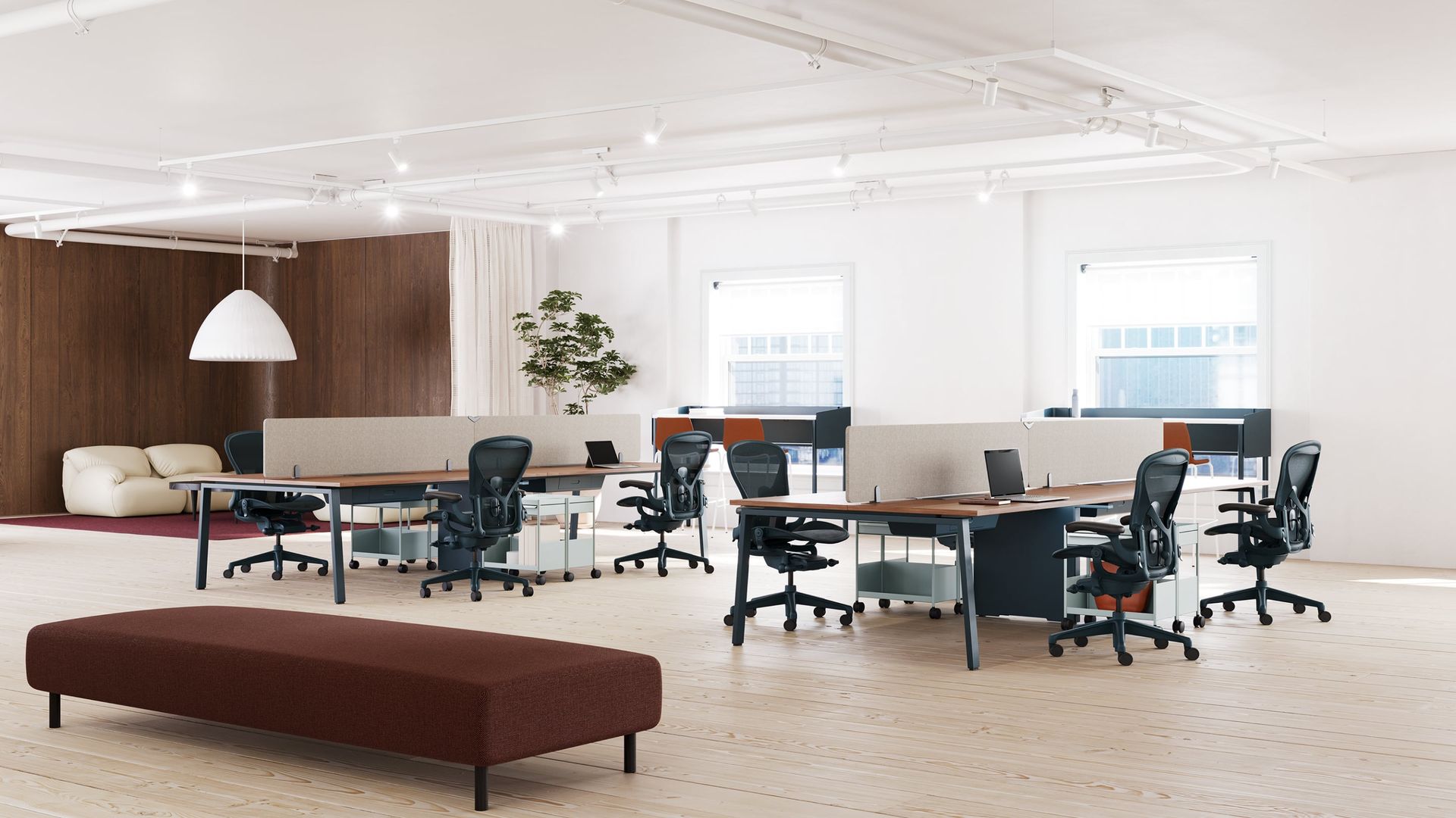 Office interior used for seating specification and FF&E procurement guidance